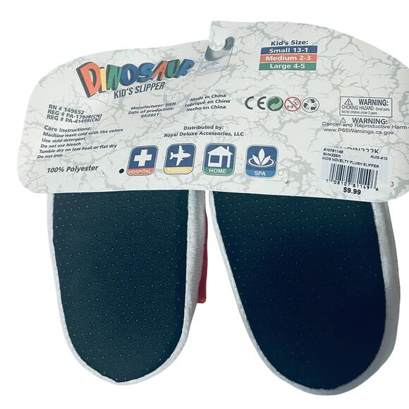 Kids Dinosaur Elastic Back Slippers - SMALL (13 - 1) - Picture 2 of 2